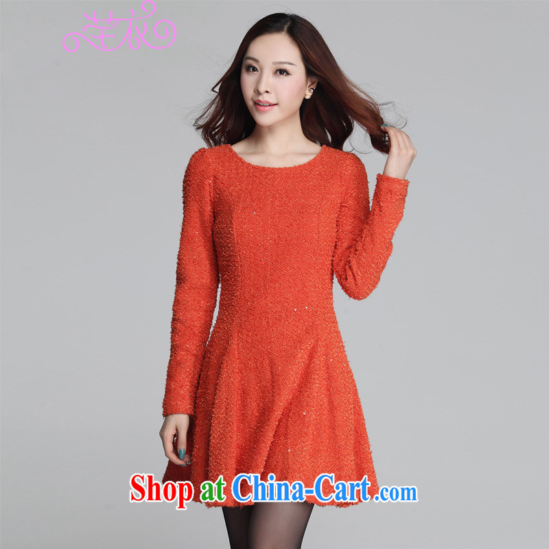 Constitution, focusing on her sister's 2015 fall and winter reload XL-elegant graphics thin, high-fat, round-collar cultivating A Field dress with a long-sleeved orange 4 XL 165 - 180 jack, constitution, and, shopping on the Internet