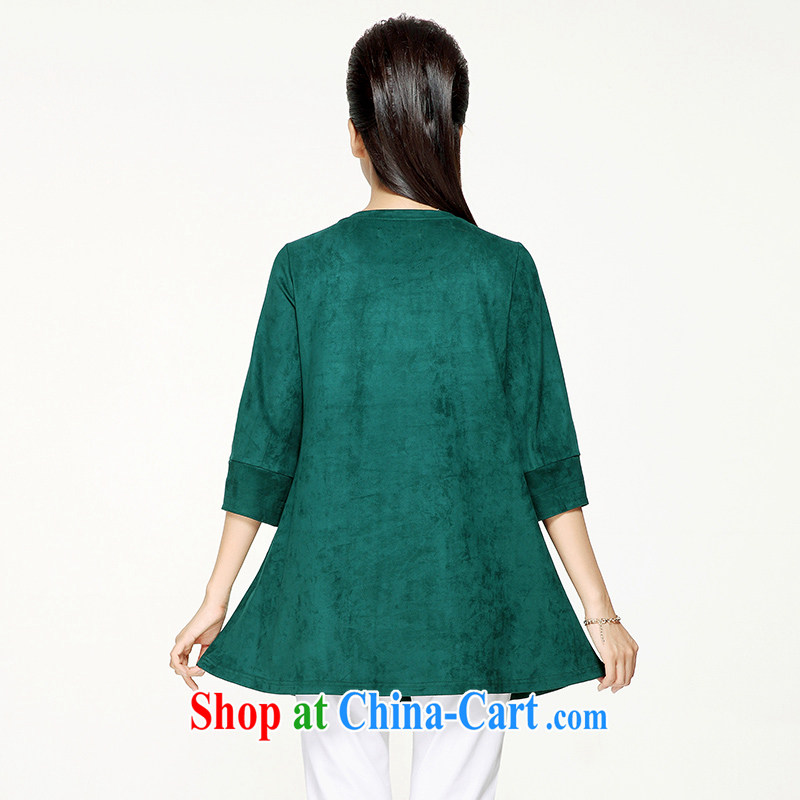 The Mak is the women fall 2014 with new thick mm stylish Solid Color Korean T-shirt 7 sub-sleeved shirt 43,272 green 5 XL, former Yugoslavia, Mak, and shopping on the Internet