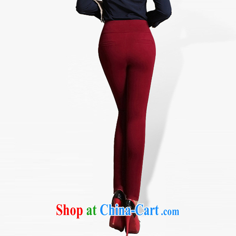 Jane is very large, female Trouser press centers, video thin, spring and fall solid pants girls' high waist-abdominal castor pants 820 black spring 4XL, shallow, shopping on the Internet