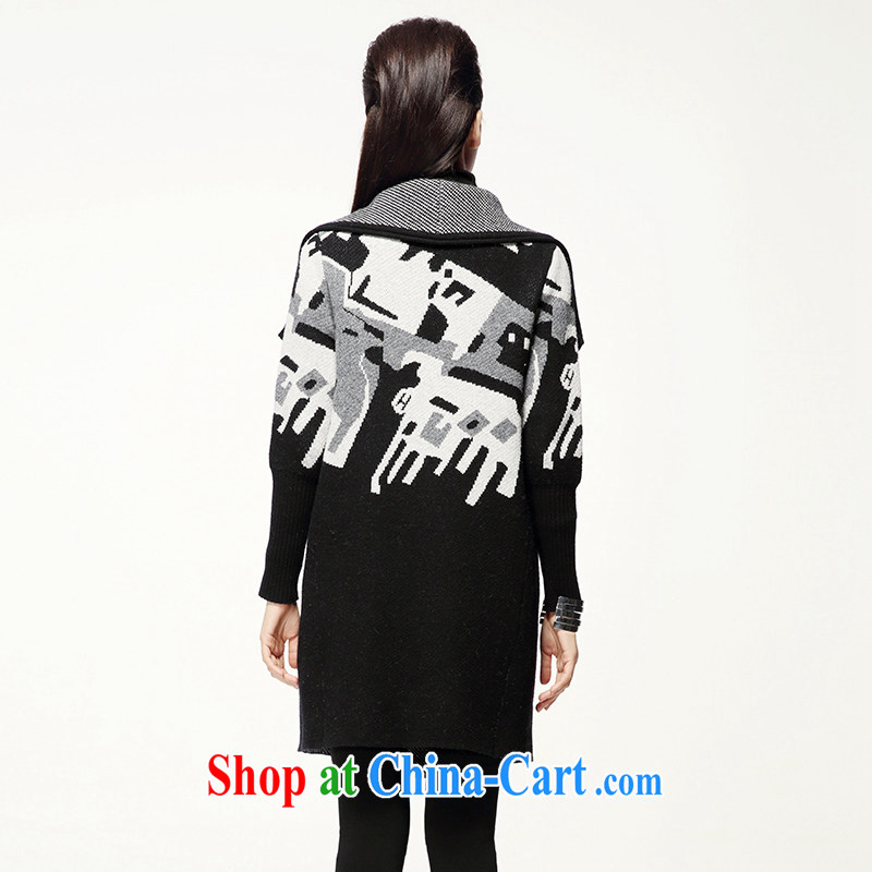 The Mak is the female 2014 autumn and winter in Europe and America with collision color abstract pattern long sweater jacket S 14,007 dark gray 3 XL, former Yugoslavia, Mak, and shopping on the Internet
