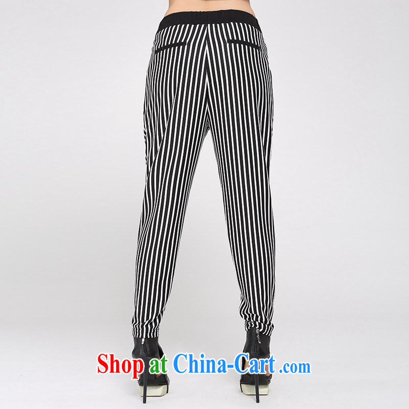 The Mecca indeed XL Women fall 2014 the new Korean version 100 ground loose streaks leisure pants 43,266 black-and-white, 6 XL, former Yugoslavia, Mak, and shopping on the Internet