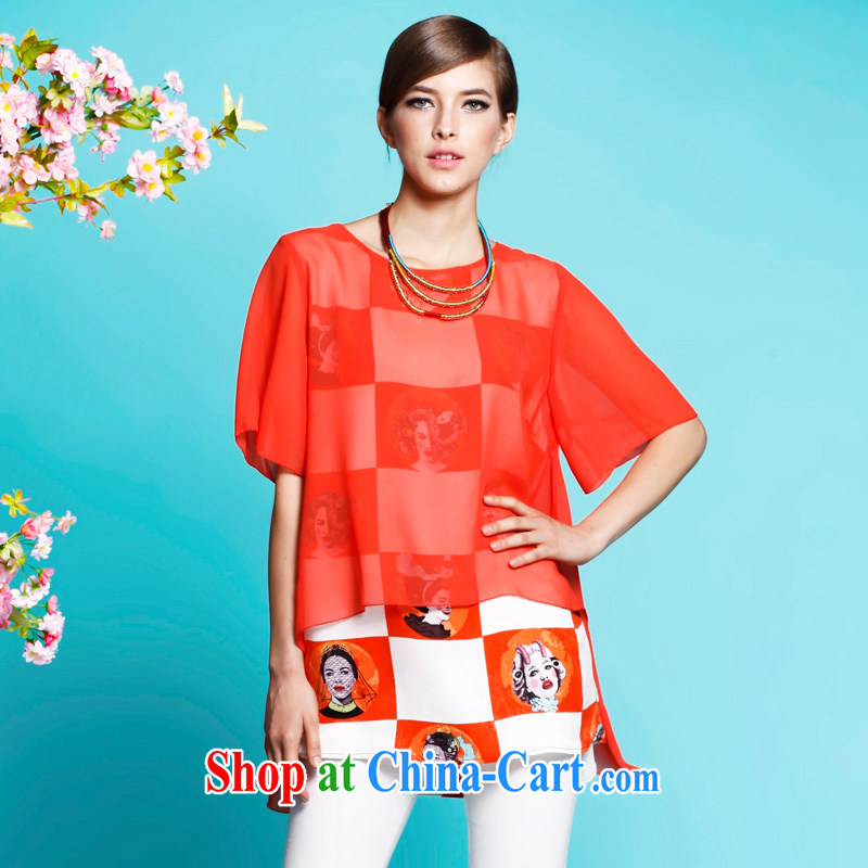 The Code's 2014 summer wear thick sister snow woven dresses thick mm leave of two short-sleeved video thin loose orange 5 XL (90 - 100 KG), Jacob, and, shopping on the Internet