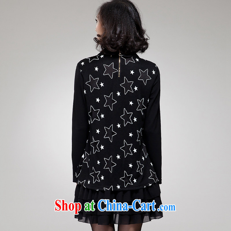 Yi express fall 2014 replace the code mm thick graphics Thin women Korean Stamp 5 star dress long-sleeved E 2045 black 4XL clothing, express (ekdi), online shopping