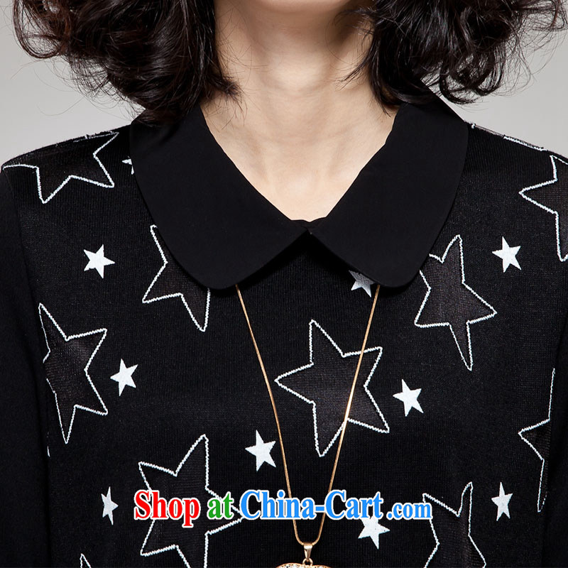 Yi express fall 2014 replace the code mm thick graphics Thin women Korean Stamp 5 star dress long-sleeved E 2045 black 4XL clothing, express (ekdi), online shopping