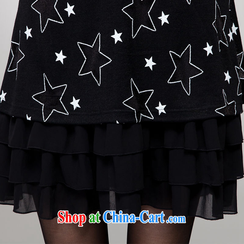 Yi express fall 2014 replace the code mm thick graphics Thin women Korean Stamp 5 star dress long-sleeved E 2045 black 4XL clothing, express (ekdi), online shopping