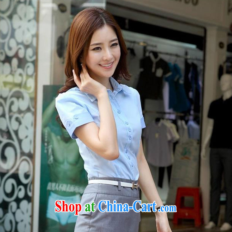 Rep. Kim 2015 summer new short-sleeved shirt, cultivating graphics thin bowtie cotton white shirt female Professional Kit White - short-sleeved M, Rep. Kim, shopping on the Internet