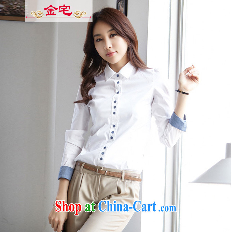 Rep. Kim 2015 summer new short-sleeved shirt, cultivating graphics thin bowtie cotton white shirt female Professional Kit White - short-sleeved M, Rep. Kim, shopping on the Internet