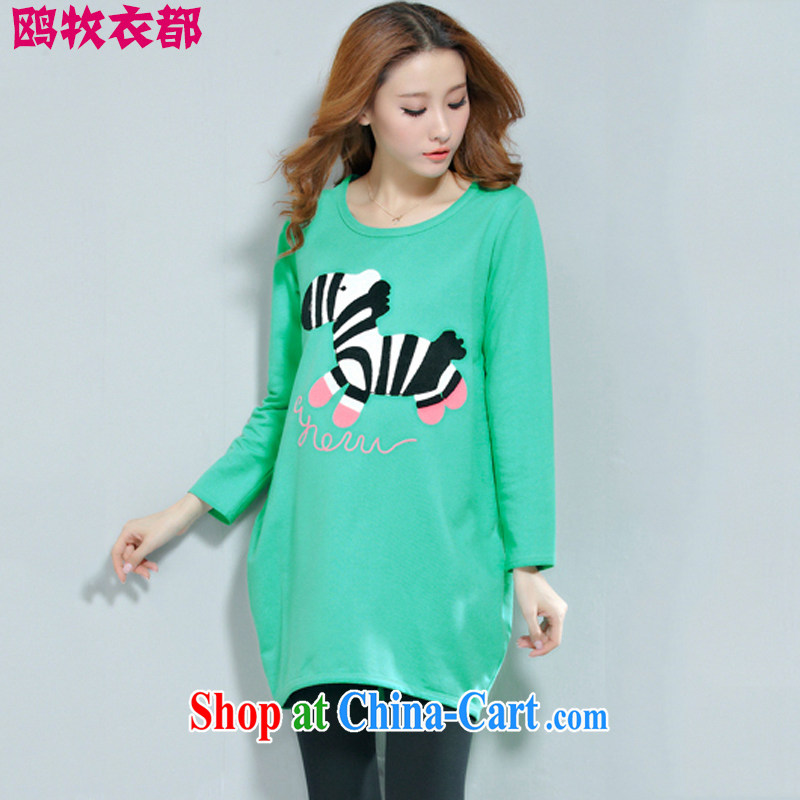Press releases, Yi, 2015 new, larger female Korean embroidery zebra stamp relaxed, long-neck long-sleeved shirt T DMT 031 green lake XXL, releases the garment, and, online shopping