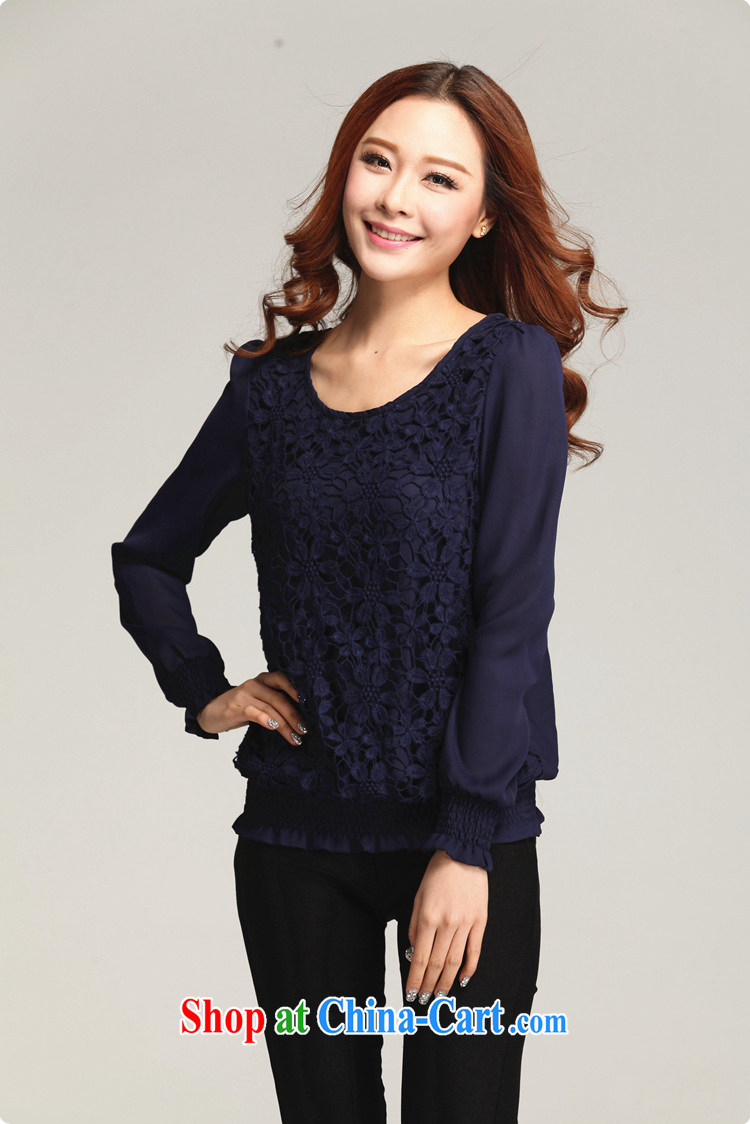 The delivery package as soon as possible e-mail XL female snow woven shirts fall 2014 with elegant lace snow woven shirts thick mm video thin beauty autumn Yi long-sleeved dark blue 4 XL approximately 160 - 175 Jack pictures, price, brand platters! Elections are good character, the national distribution, so why buy now enjoy more preferential! Health