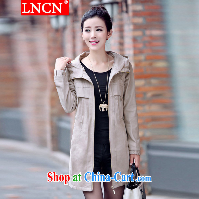 LNCN fall 2014 with new, leisure, long, cultivating a wind jacket 9820 khaki XXXL