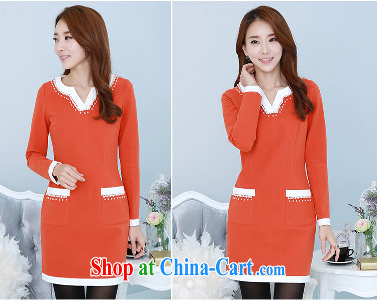 Constitution, indeed, XL girls short skirts thick MM Load fall 2015 new Korean stylish long-sleeved staple Ju-won V for collision-color dresses lady skirt orange 2 XL 130 - 145 Jack pictures, price, brand platters! Elections are good character, the national distribution, so why buy now enjoy more preferential! Health