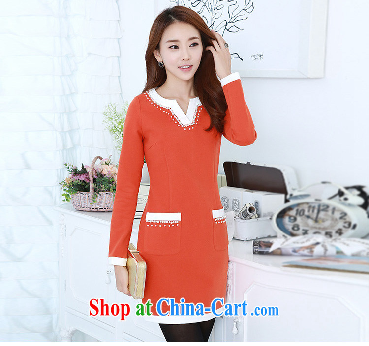 Constitution, indeed, XL girls short skirts thick MM Load fall 2015 new Korean stylish long-sleeved staple Ju-won V for collision-color dresses lady skirt orange 2 XL 130 - 145 Jack pictures, price, brand platters! Elections are good character, the national distribution, so why buy now enjoy more preferential! Health