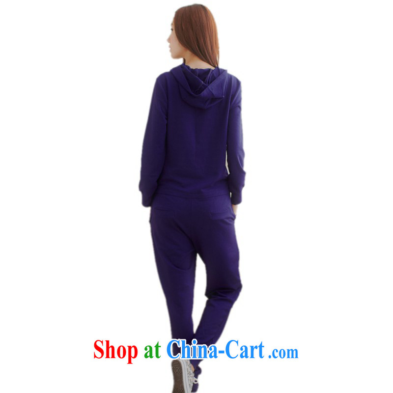 The delivery package as soon as possible by the hypertrophy, female pants fall 2014 with Korean leisure cap sweater-pants video thin aura zipper pants purple 4 XL about 165 - 180 jack, land is still the garment, shopping on the Internet