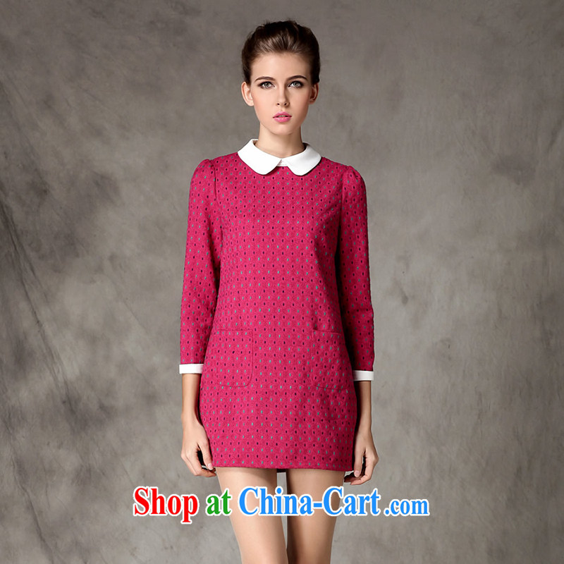 The silk, honey King, female fat MM graphics thin spring lapel stamp loose 9 cuff dress ZZ of 3281 red XL (121 jack - 135 jack wear), the population, honey, shopping on the Internet