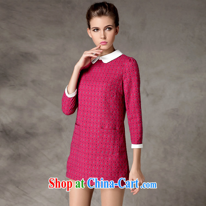 The silk, honey King, female fat MM graphics thin spring lapel stamp loose 9 cuff dress ZZ of 3281 red XL (121 jack - 135 jack wear), the population, honey, shopping on the Internet