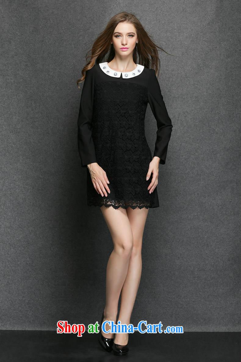 The silk, honey King, women's clothing thick MM graphics thin spring lapel pin Pearl lace stitching relaxed dress ZZ 3296 black XL (121 jack - 135 Jack through) pictures, price, brand platters! Elections are good character, the national distribution, so why buy now enjoy more preferential! Health