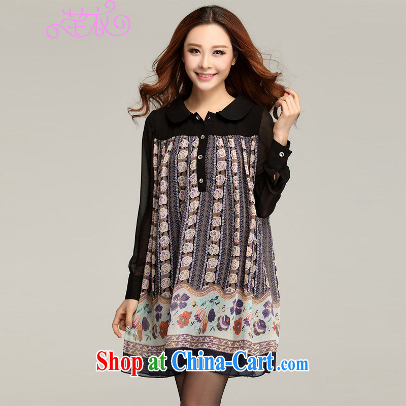 Constitution and the hypertrophy, thick, snow-woven shirts spring 2015 new national snow woven roses doll for thick sister long-sleeved cute cutest dresses purple XL 4 160 - 175 jack