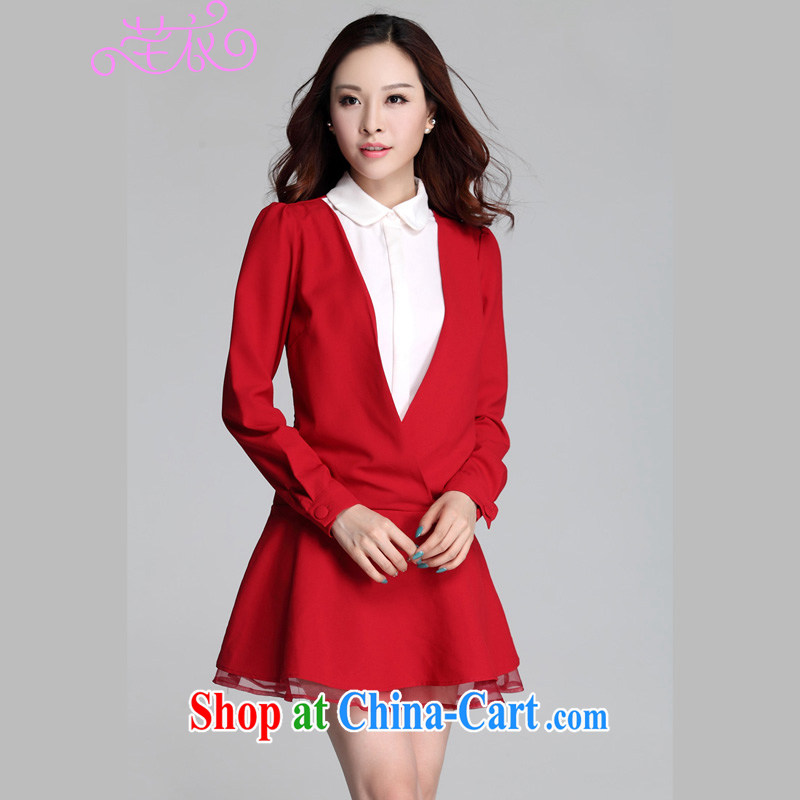 Constitution, indeed, XL girls 2015 autumn and winter with new Korean version lapel dolls for leave of two-piece thick MM-small suits red to reference brassieres option code or the advisory service