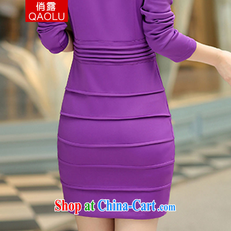 Terrace for autumn 2014 the new style package and dresses girls bubble cuff Korean Beauty long-sleeved clothes 243 purple XXL, to Ruth (QIAOLU), online shopping