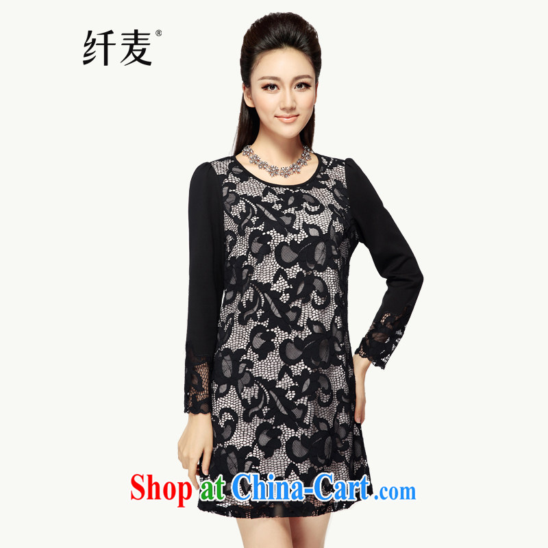 The Mak is the women fall 2014 with new thick mm stylish lady floral tiles loose dress 43,103 black 6 XL