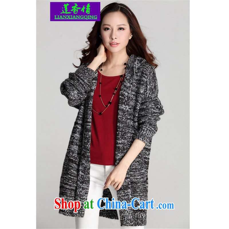 Dr. Chou and spring and autumn 2015 the new, long, thin, loose jacket knit-girl on T-shirt cap sweater G D 624 69 _7320 dark gray large number code