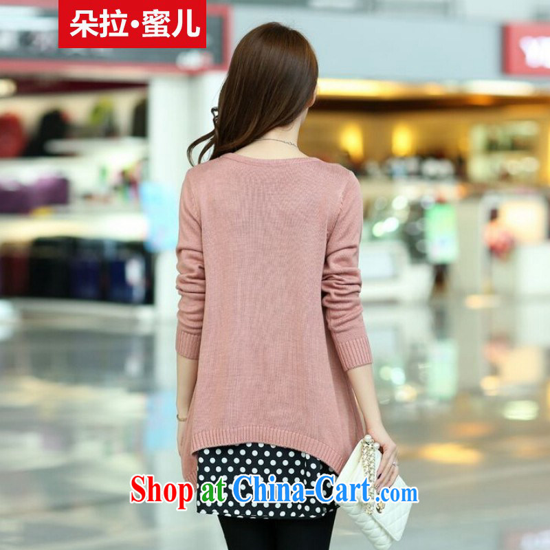 Dora, honey Child Care 2015 spring on the new Korean version the Code women mm thick pregnant women with loose video thin sweater jacket two-piece knitted T-shirt 2036 pink XXXL, Dora, honey child, shopping on the Internet