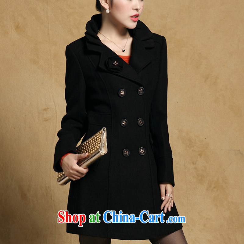 Bahia dream coat female hair? jacket Korean girls winter coat new beauty who acted the code jacket black XXL