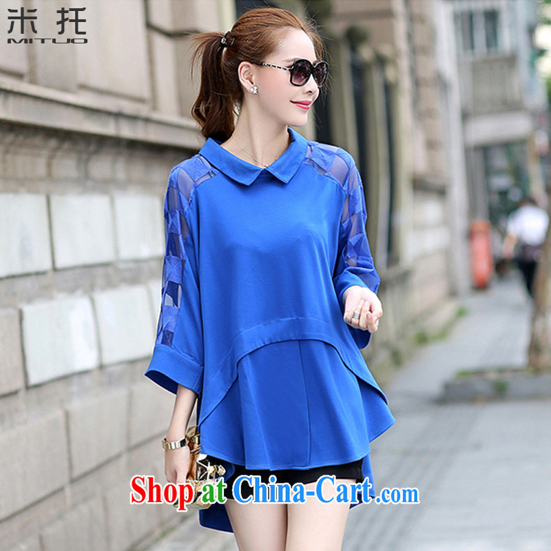 M, spring 2015 new women with thick MM graphics thin stylish large, loose shirt M 5173 sapphire blue 3 XL _165 - 180 _ jack