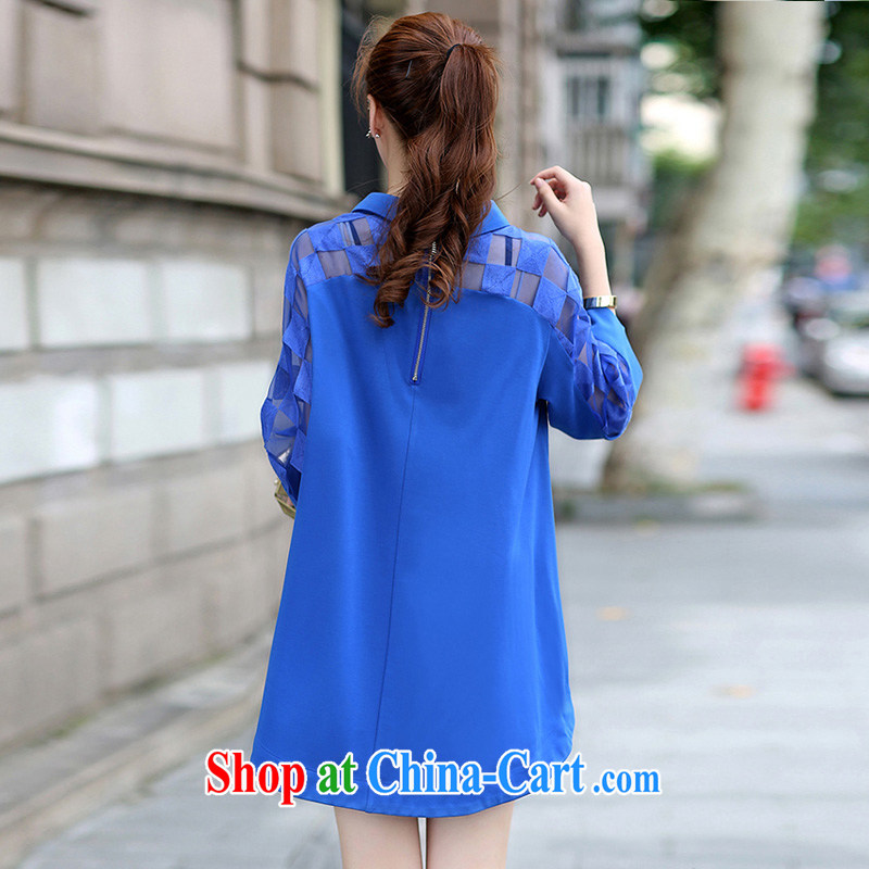 As usual, 2015 spring and summer new women with thick MM graphics thin stylish large, loose shirt M 5173 sapphire blue L (125 - 135 ) jack, as well as points, shopping on the Internet