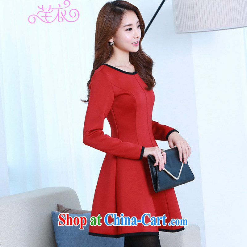 Constitution and thick, and is decorated with women who are more focused on MM 2015 autumn and winter Korean fashion hit color stitching and elegant and classy graphics thin dresses ladies skirt solid red 4 XL 155 - 170 jack, constitution and clothing, and shopping on the Internet