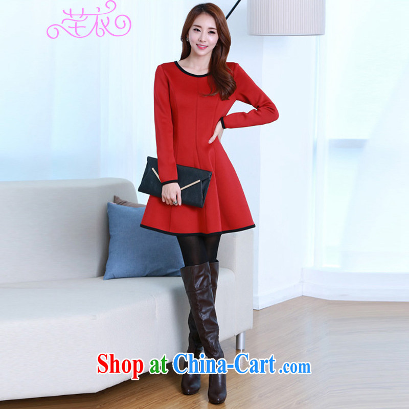 Constitution and thick, and is decorated with women who are more focused on MM 2015 autumn and winter Korean fashion hit color stitching and elegant and classy graphics thin dresses ladies skirt solid red 4 XL 155 - 170 jack, constitution and clothing, and shopping on the Internet