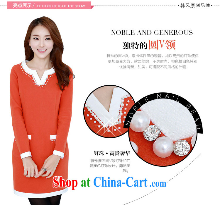 Constitution, and, indeed, women's clothing 2015 new autumn and winter clothing Korean stylish long-sleeved staple Ju-won V collar hit color dresses thick mm video thin 100 ground skirt orange 2 XL 135 - 150 Jack pictures, price, brand platters! Elections are good character, the national distribution, so why buy now enjoy more preferential! Health