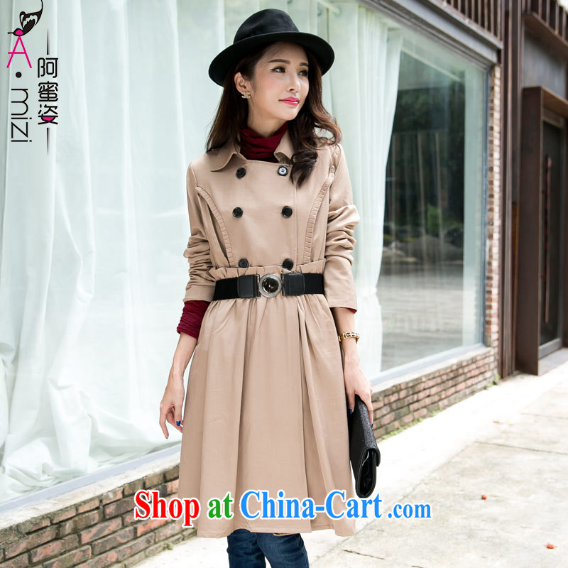 The honey and diverse large code female elegance thick MM lapel double-cultivating long-yi girls with Lap 2633 card the color XXXL, honey, and, shopping on the Internet
