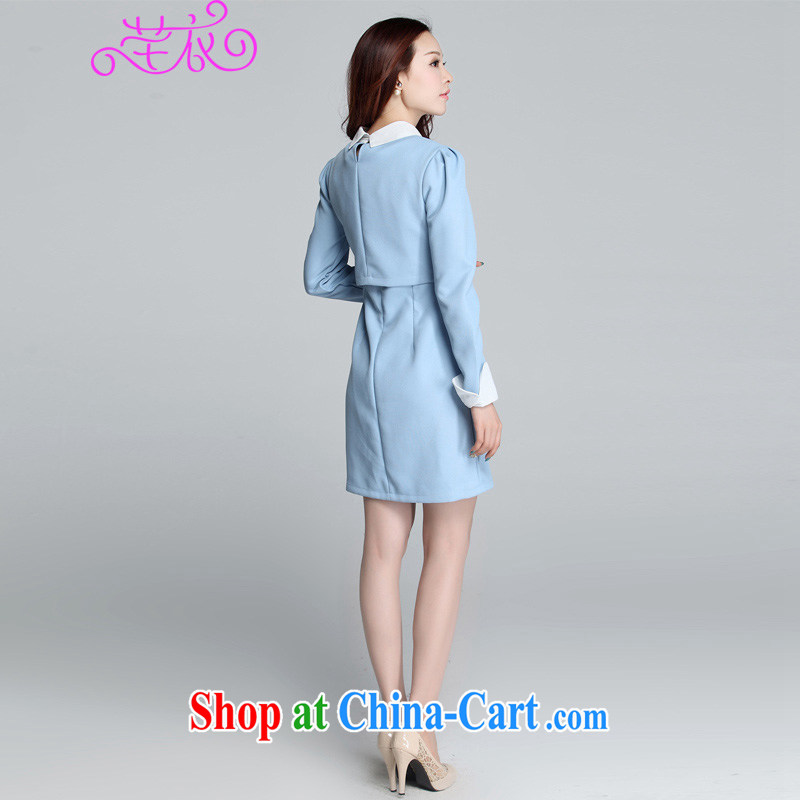 Constitution, the ventricular hypertrophy, fat people dress 2015 spring new Korean version and elegant ladies' long-sleeved beauty dress mm thick-dry Turkey two-piece blue 4 XL 165 - 180 jack, constitution and clothing, and shopping on the Internet