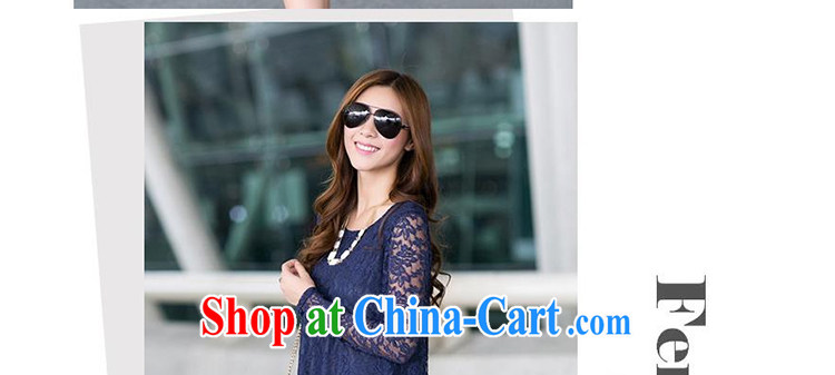 Wen Min autumn 2014 the Korean edition long-sleeved lace hook spend long, large, female 1066 dark blue XXXXL pictures, price, brand platters! Elections are good character, the national distribution, so why buy now enjoy more preferential! Health