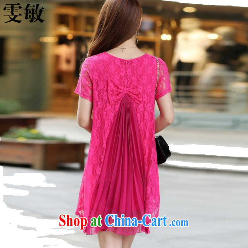 Wen Min 2014 Korean version lace long-sleeved loose video thin larger women of 5061 red short-sleeved XXXXL, Wen Min, shopping on the Internet
