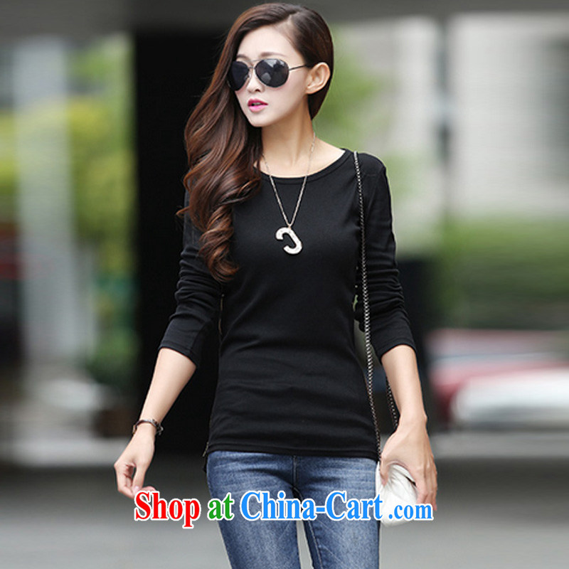 colorful nicknames, Autumn 2014 the new Korean version loose long, long-sleeved shirt T female large, solid T-shirt T-shirt female Y 8659 black XXL, colorful nicknames, and shopping on the Internet