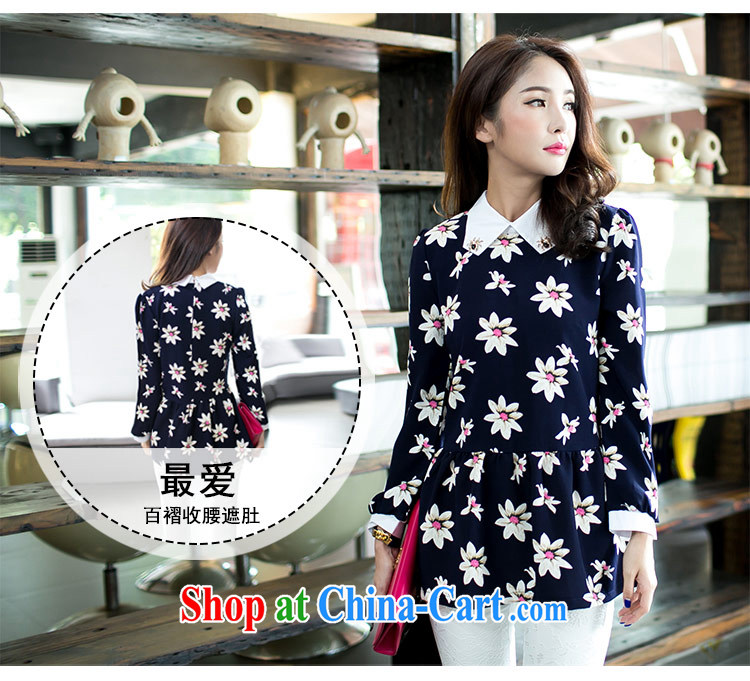 The honey autumn beauty with new products on the MM, female stamp lapel spider-waist graphics thin long-sleeved snow woven shirts women 9145 blue XXXXL pictures, price, brand platters! Elections are good character, the national distribution, so why buy now enjoy more preferential! Health