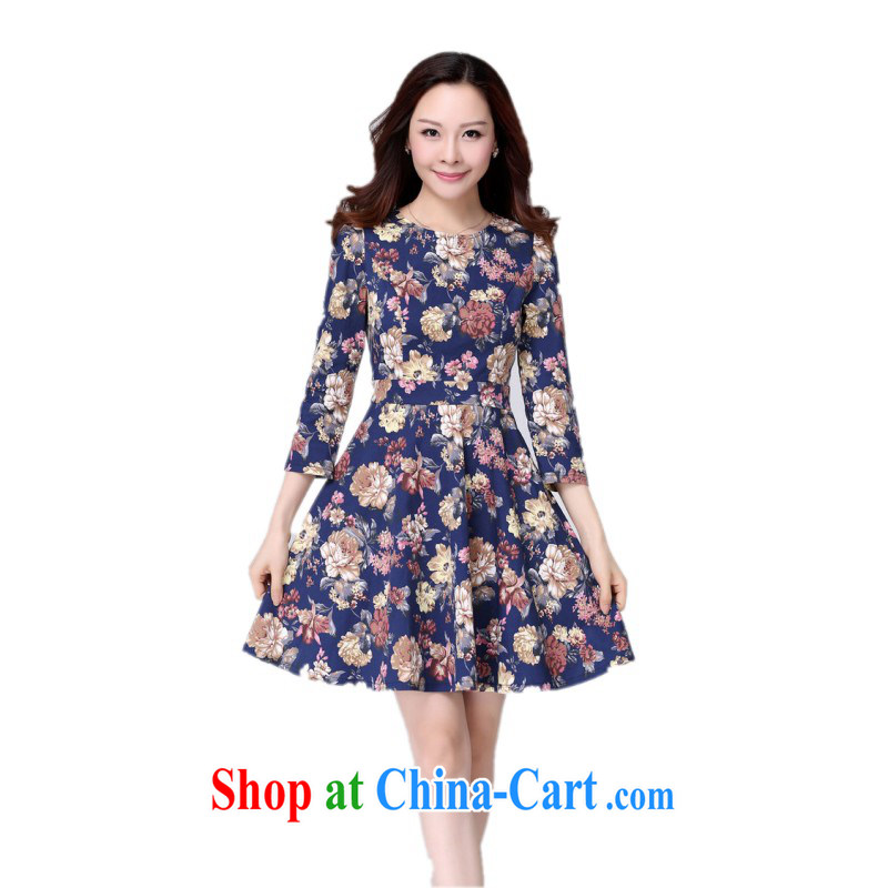 The delivery package as soon as possible by the ventricular hypertrophy, female idyllic fresh floral dresses simple RADIUS 7 for sub-cuff floral short skirt OL graphics thin lady skirt Blue stretch larger