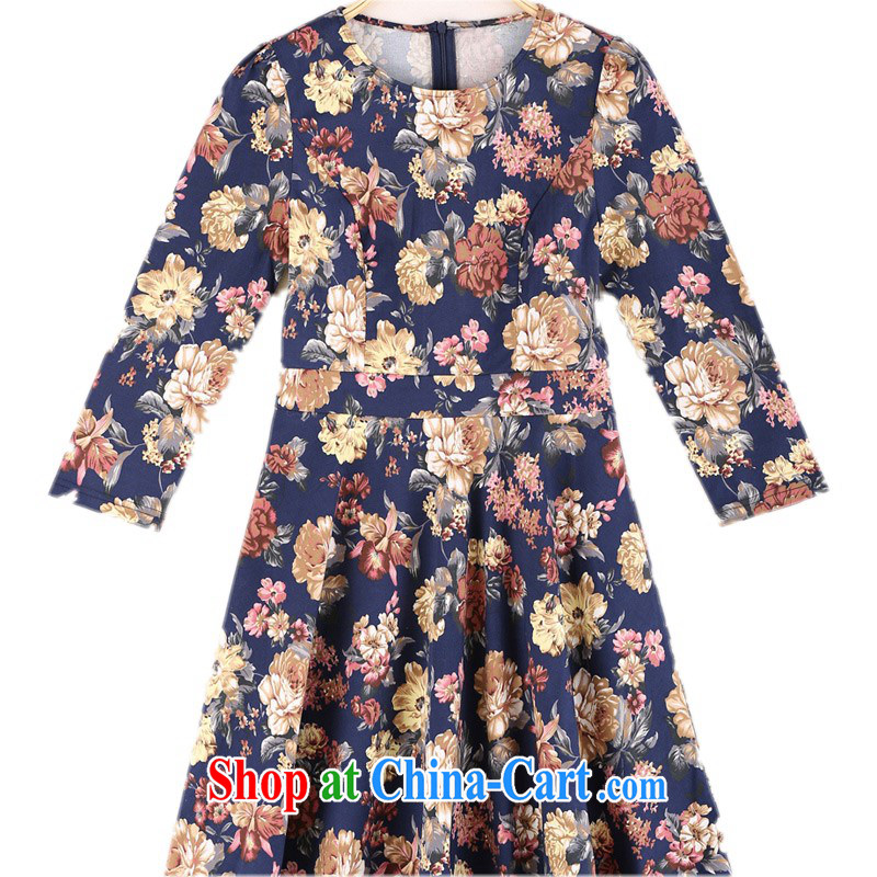 The delivery package as soon as possible by the ventricular hypertrophy, female idyllic fresh floral dresses in short about the radius 7 for the cuff floral short skirt OL graphics thin lady skirt Blue stretch larger, constitution, Jacob (QIANYAZI), online shopping