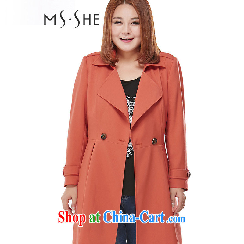MsShe XL female new 2015 spring cool and relaxing atmosphere the lapel-waist wind jacket clearance 7652 orange-red 3 XL