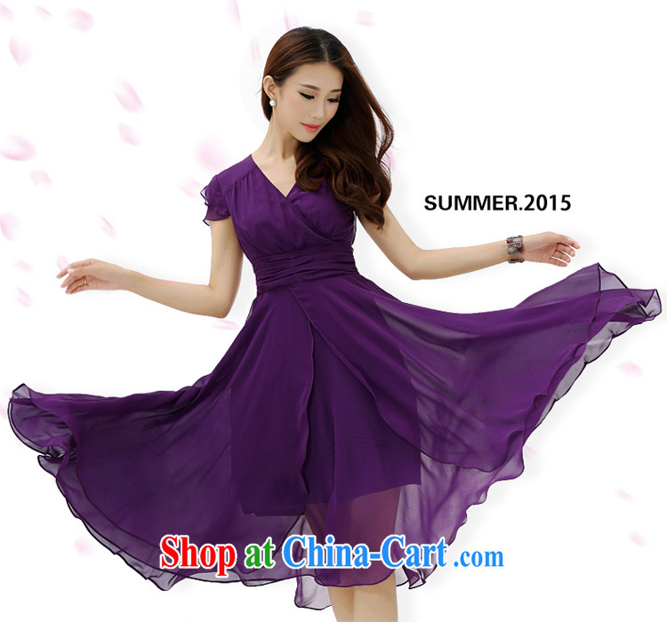 The Platinum 2015 summer new short-sleeve larger female Korean style lady-waist snow woven dresses women cultivating long skirt Y 1296 Lake blue XL code pictures, price, brand platters! Elections are good character, the national distribution, so why buy now enjoy more preferential! Health