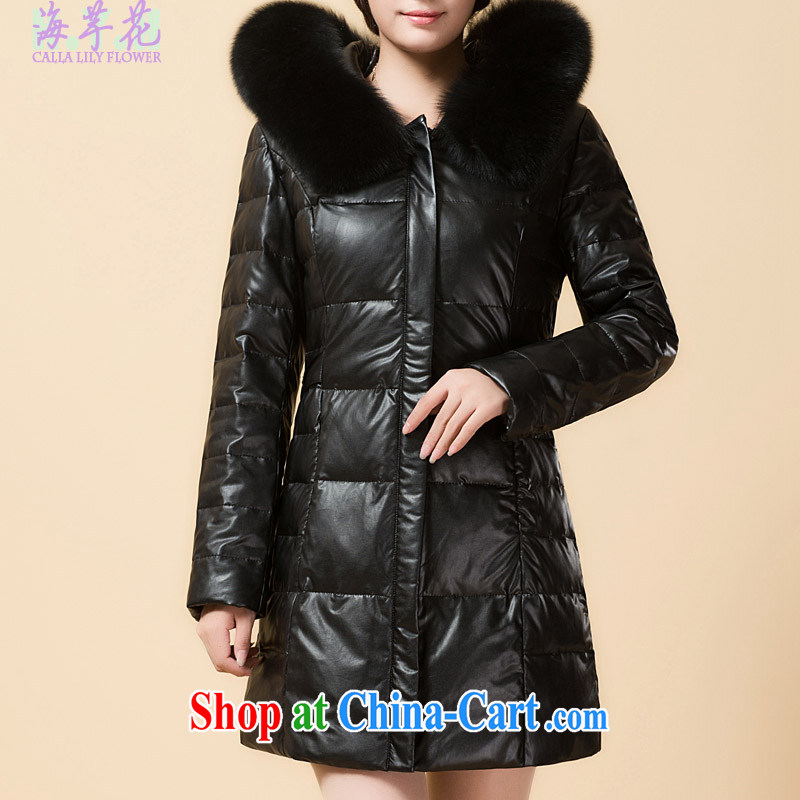 The line is being spent for new, larger jacket really gross for the code quilted coat larger female PU jacket J 1314 - 2 black 5 XL