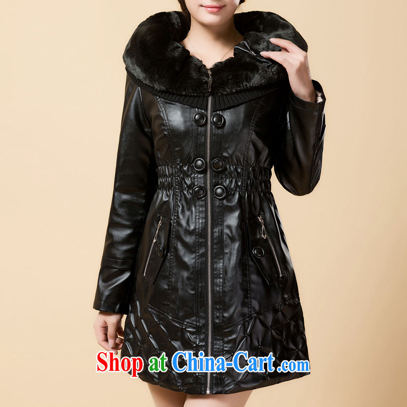 sea routes take new high-waist beauty graphics thin large code-yi Korean version of the greater code female PU larger jacket J 1314 - 3 black 4 XL, sea routes, and shopping on the Internet