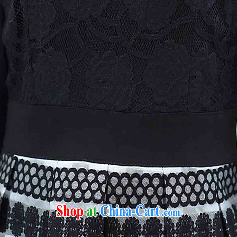 Jung-eun-autumn and winter new, larger female fat, Video thin lace dress in long-sleeved long Princess skirt and stylish solid skirt Y 2682 black 5 XL, Jung-eun, and shopping on the Internet