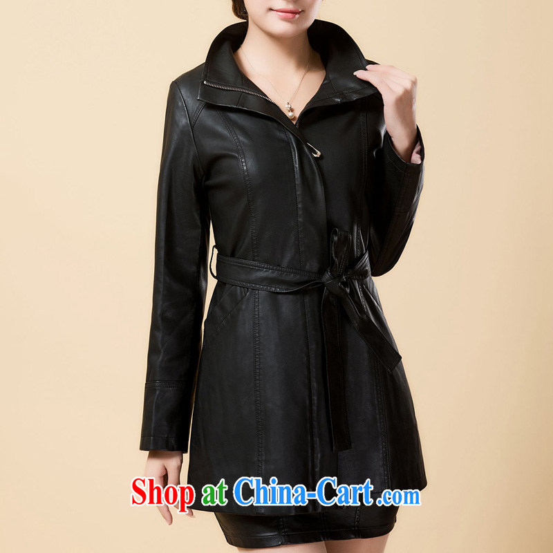The line between a new, long, large, wind jacket loose the code female PU jacket large code jacket J 1314 - 5 black 6 XL, sea routes, and, on-line shopping