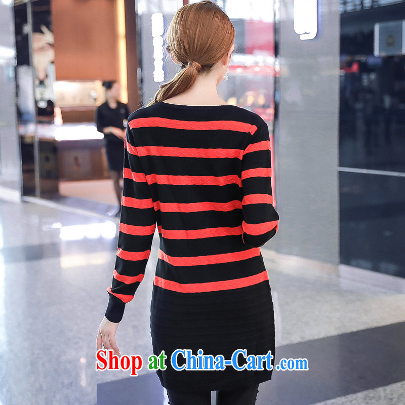 Mephidross economy honey, and indeed increase, women mm thick 2014 autumn and winter, the long-sleeved, long-neck package and Stripes knit-706 big red code 3 XL Mephitic economy Honey (MENTIMISI), online shopping