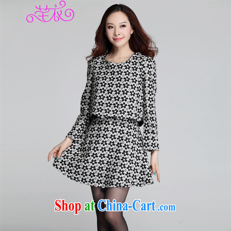 CONSTITUTION AND CLOTHING XL thick girls with thick mm 2015 autumn and winter new Korean version floral two-piece dresses long-sleeved Kit yellow can reference brassieres waist option code or the Advisory Service