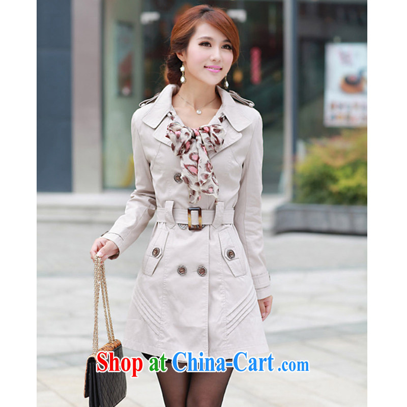 Pi-optimized Connie new fall and winter beauty graphics thin Korean version the code installed wind jacket women, long cotton jacket BW 991,516 beige XXXL, Pi-optimized Connie, shopping on the Internet