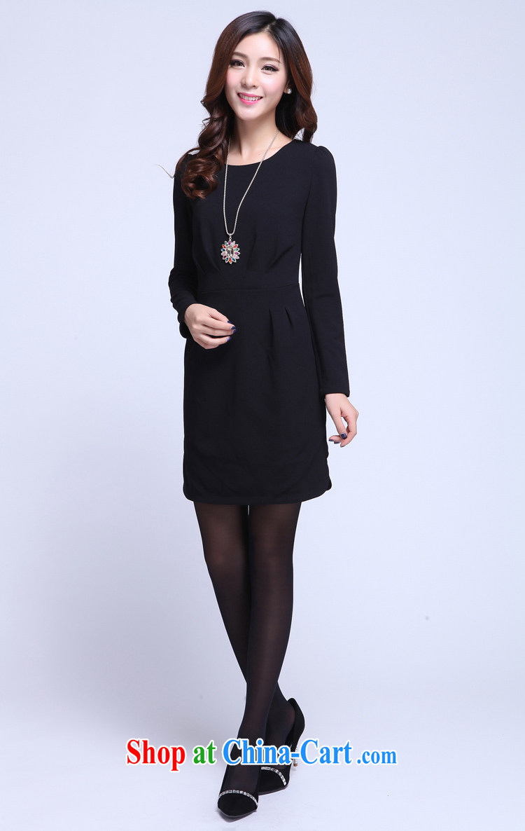 The delivery package mail as soon as possible, focusing on women's clothing XL dress high quality professional lady long-sleeved-waist skirts round-collar style beauty skirt solid black autumn XL approximately 130 - 145 Jack pictures, price, brand platters! Elections are good character, the national distribution, so why buy now enjoy more preferential! Health